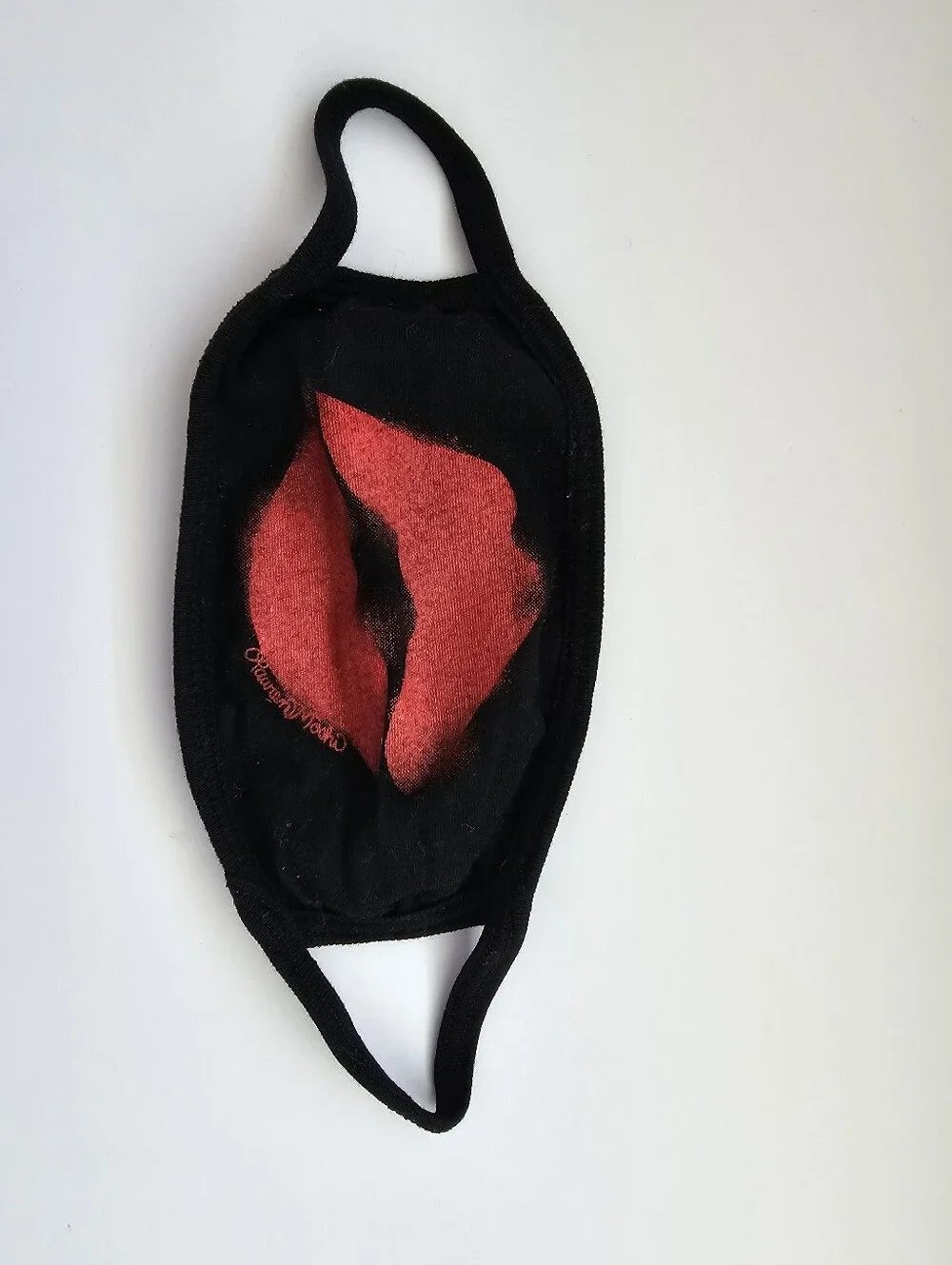 Lauren Moshi Red Lips Face Mask - Black Cotton Hand Drawn Graphic - LA Made